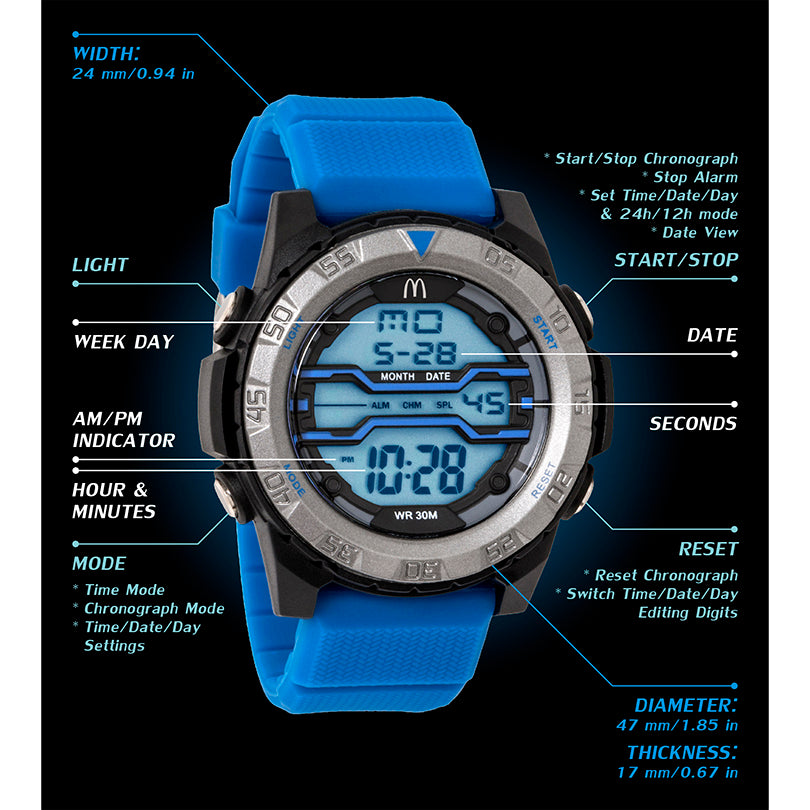 MDW12601 | Men's Digital Watch 47mm Case Diameter